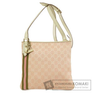 Gucci GG Canvas Sherry Line Shoulder Bag Beige Pink